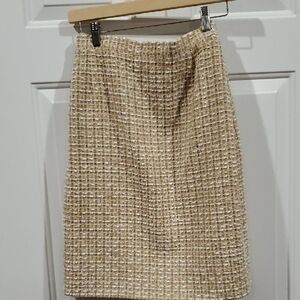 Escada Beige Tweed Pencil Skirt German Made Size 40 (US 8-10)